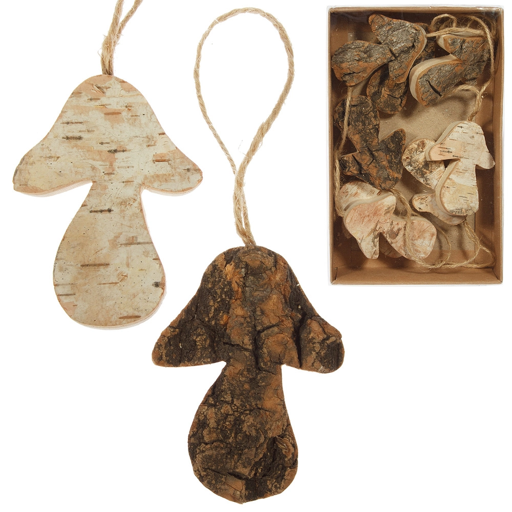 Wooden christmas tree decoration Mushroom, 8pcs | Wholesale flowers, plants and supplies Wooden christmas tree decoration Mushroom, 8pcs