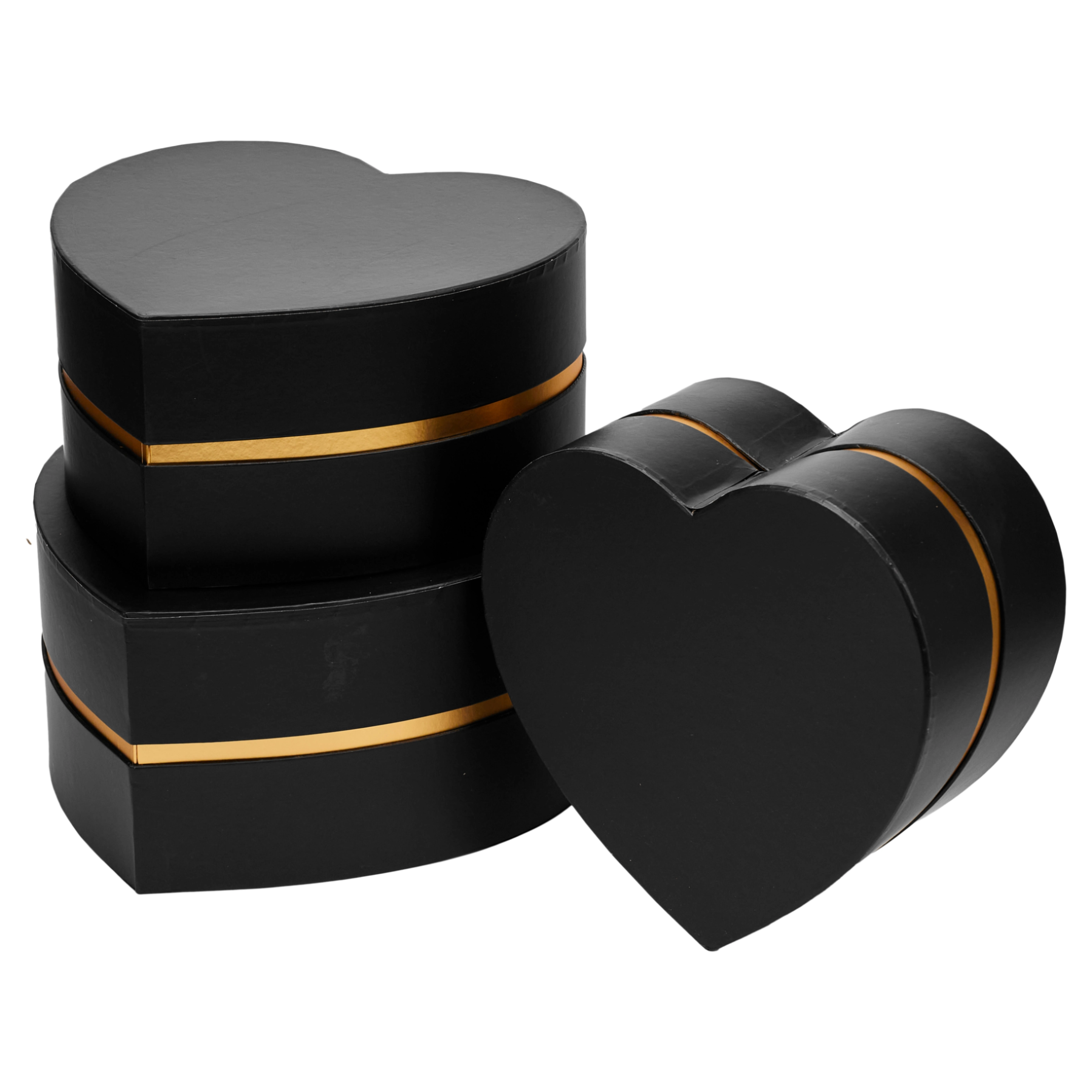 Flower box Heart 26x25x13.5, 24.5x24x12.5, 22.5x22x11 cm Black
