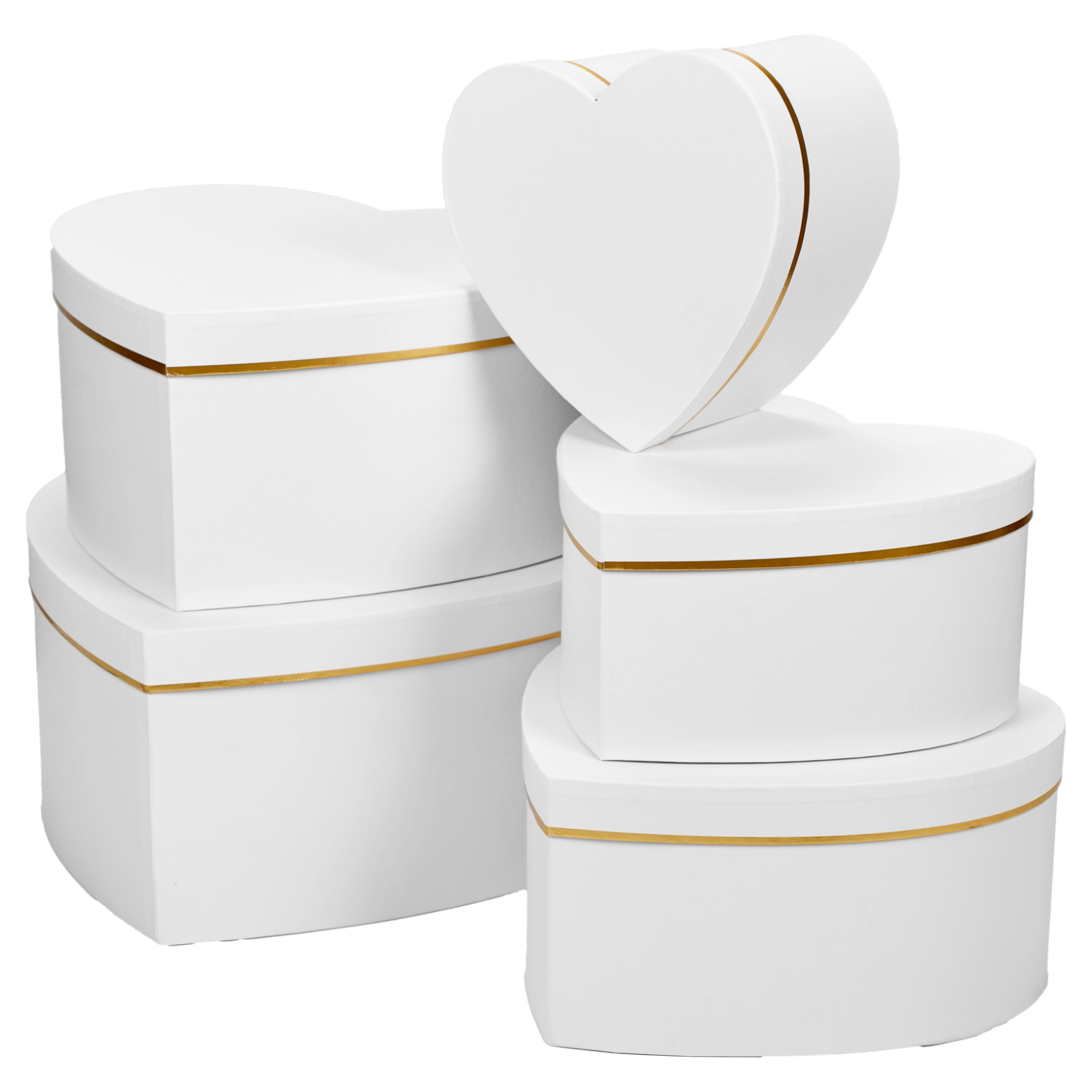 Flower box Heart 19.5X18X10, 23X21.5X11.5, 26.5X25X13, 30X28X14.5, 33.5X31X16 cm, 5 pcs