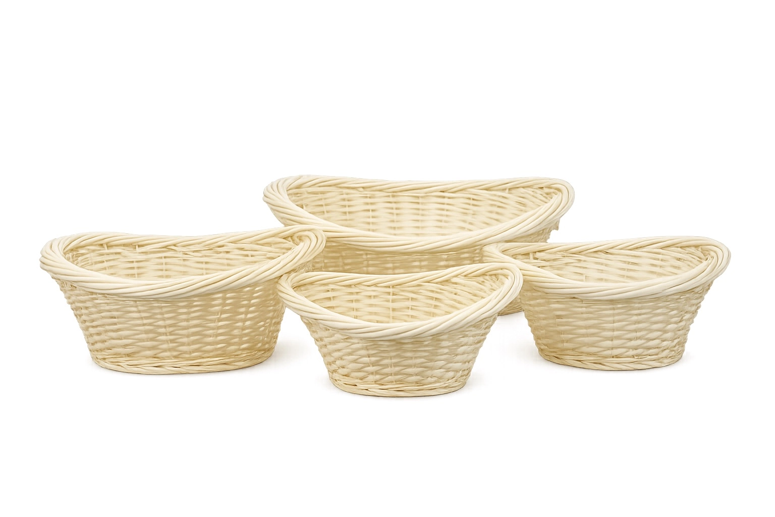 Willow baskets 58X50XH22, 49X42XH19, 43X34X17cm, 35X29XH15 cm, 4 pcs