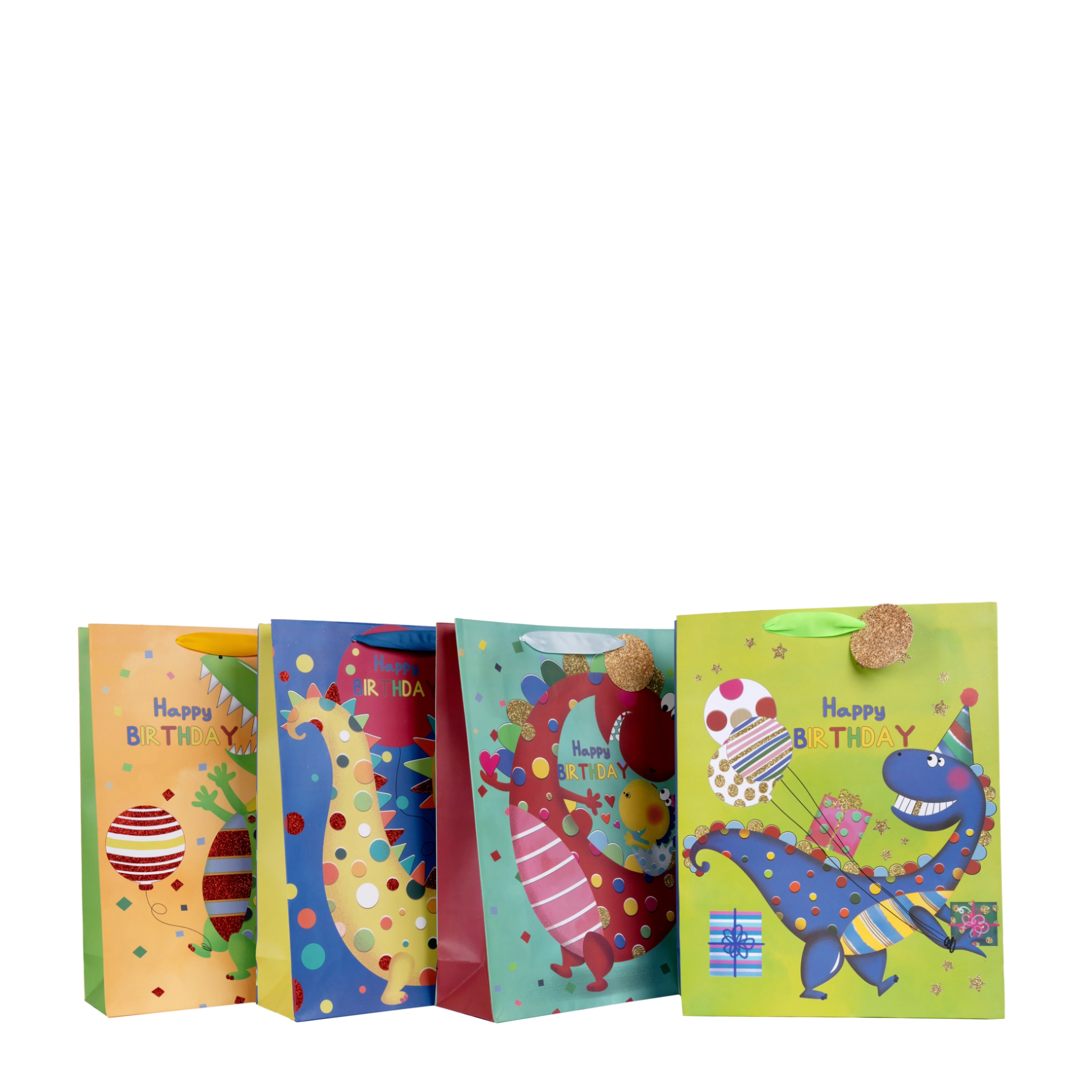Paper bags Happy birthday Dino 4 design mix, 12pcs | Wholesale flowers, plants and supplies Paper bags Happy birthday Dino 4 design mix, 12pcs