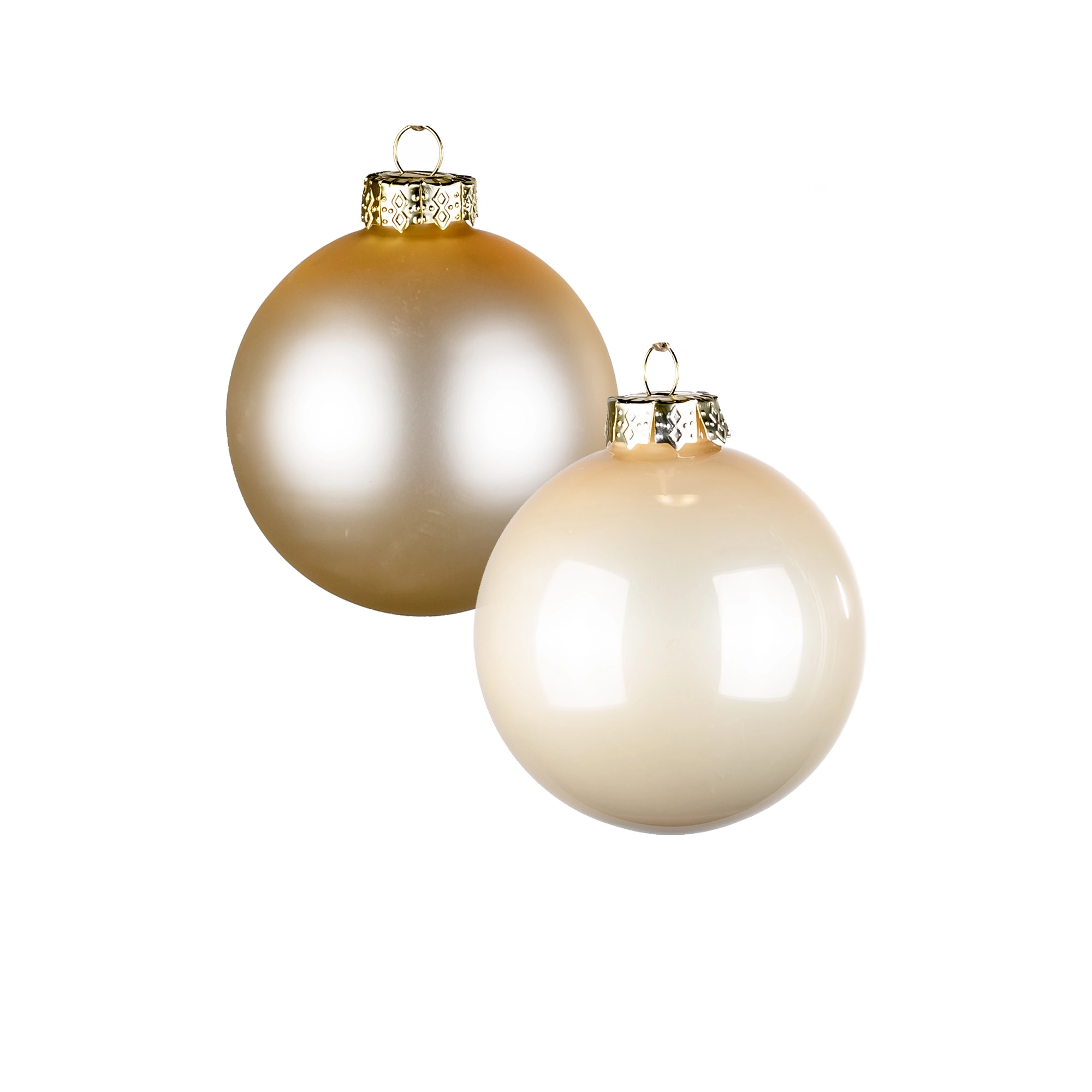 Glass Сhristmas balls, plain , 16pcs, Champain