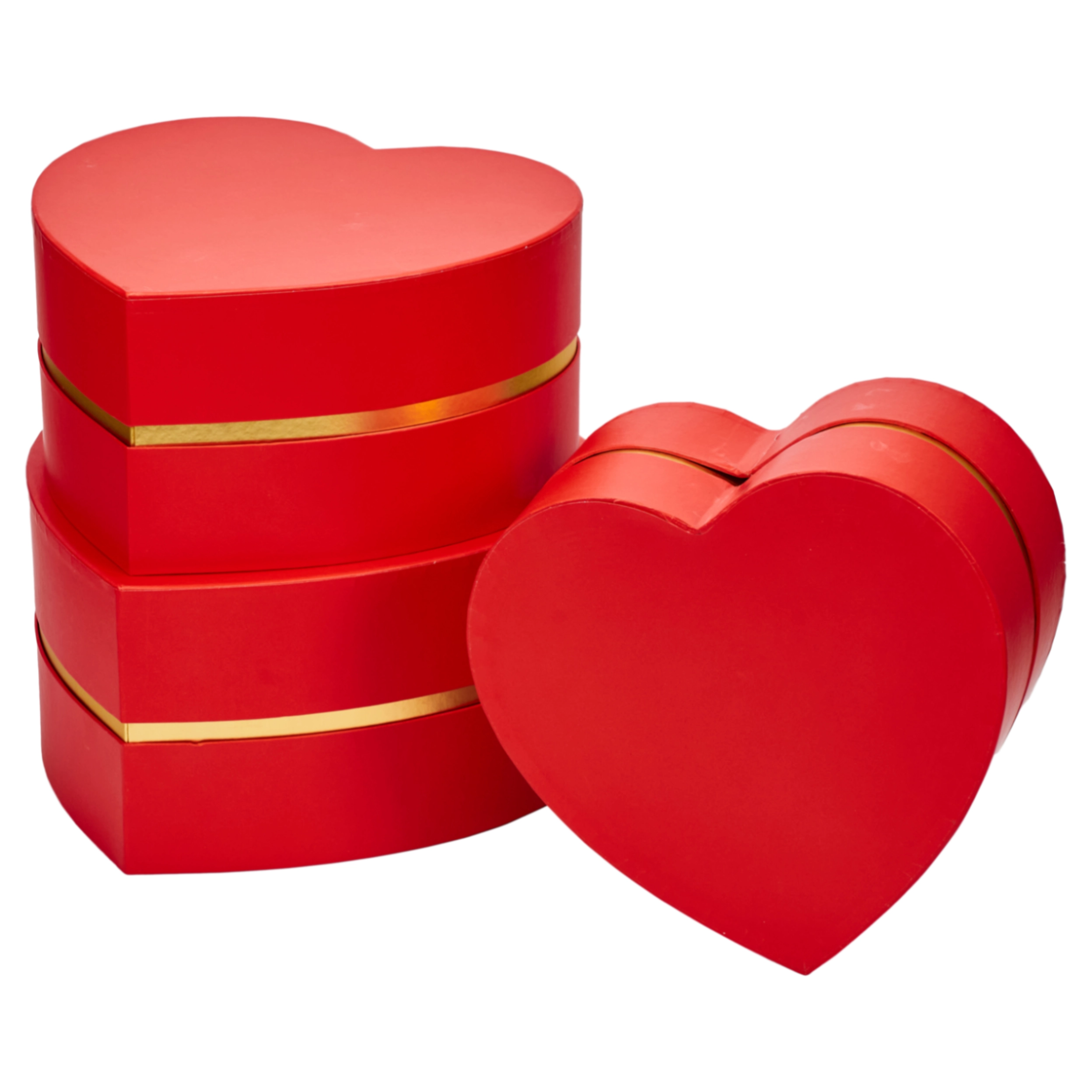 Flower box Heart 26x25x13.5, 24.5x24x12.5, 22.5x22x11 cm Red