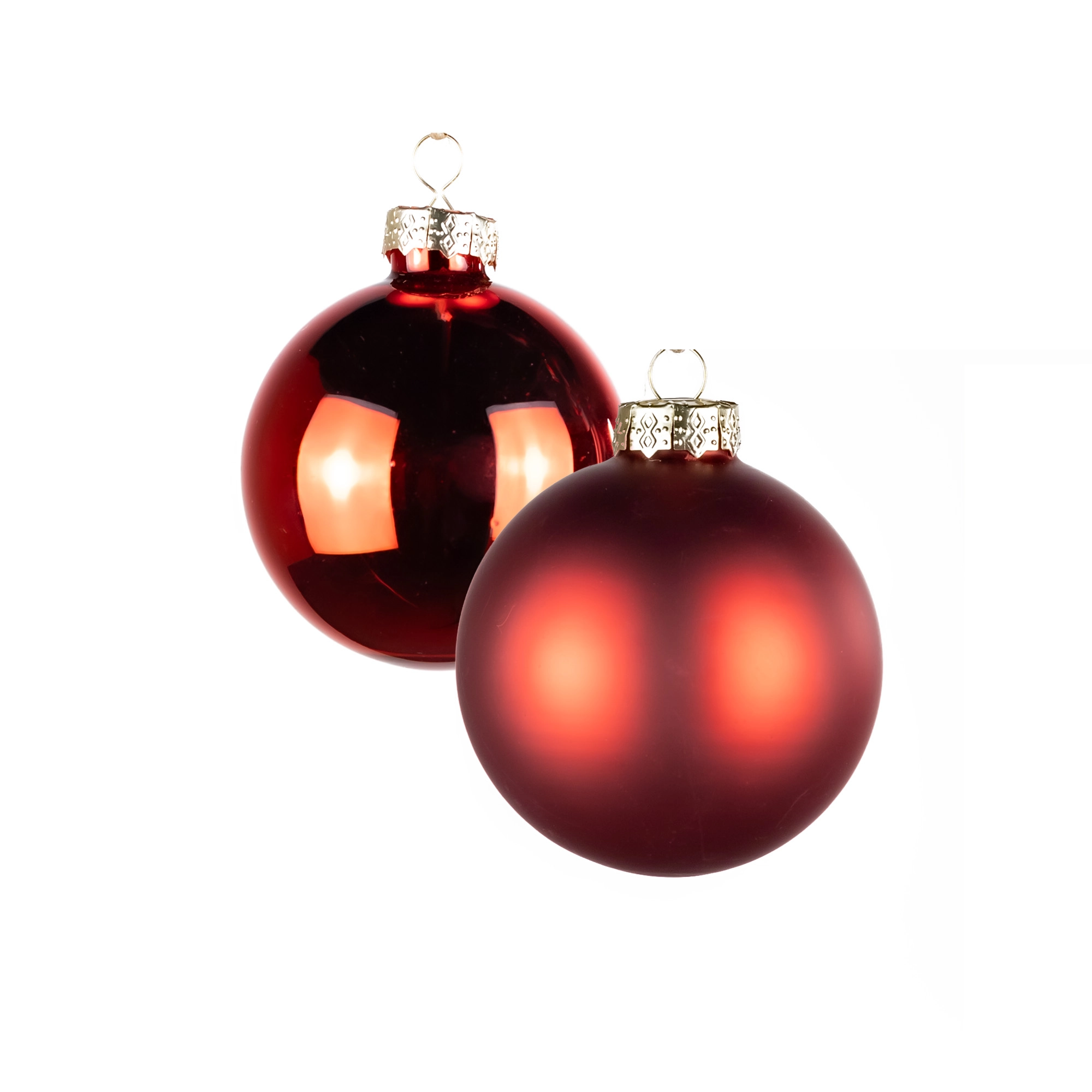 Glass Сhristmas balls, plain , 16pcs, Red