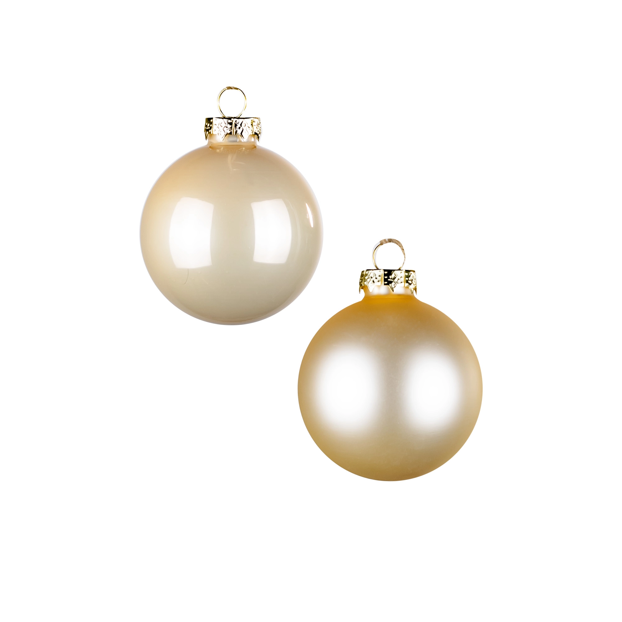 Glass Сhristmas balls, plain , 20pcs, Champain