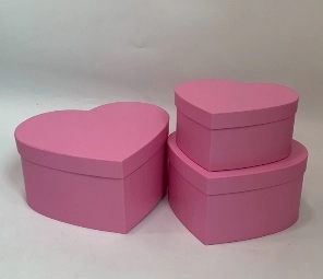 Flower box Heart 28.5x26x13.5, 24.5x23x11.5, 21x20x9.5 cm Pink