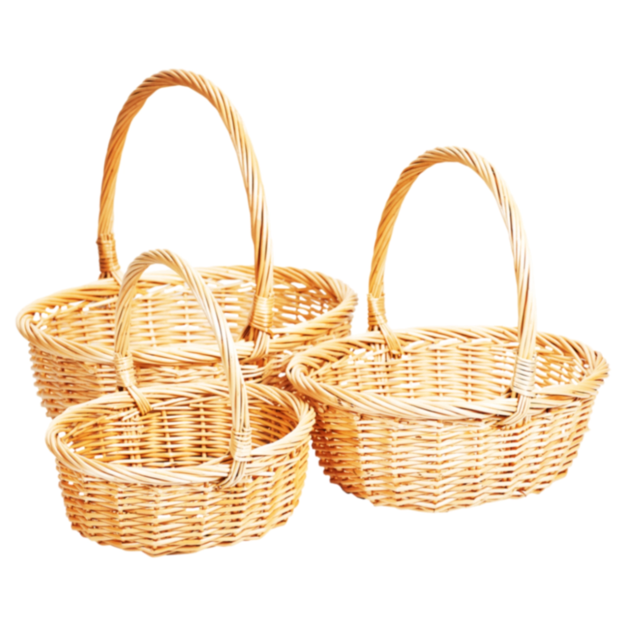Willow baskets 39x33xH37cm, 32x27xH32,  25x21xH27, 3pcs,